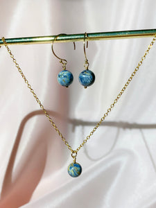 Planet Earth Necklace & Earring Set - 14KGF-QuazarJewelry
