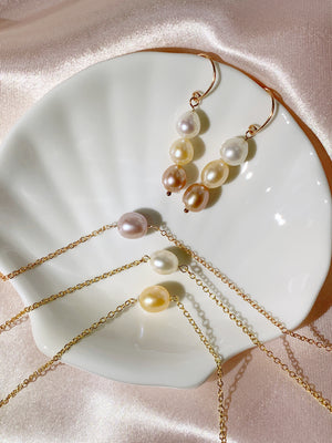 Pearl Pearl Pearl Necklace & Earring Set - Gold Filled-Jewelry-QuazarJewelry