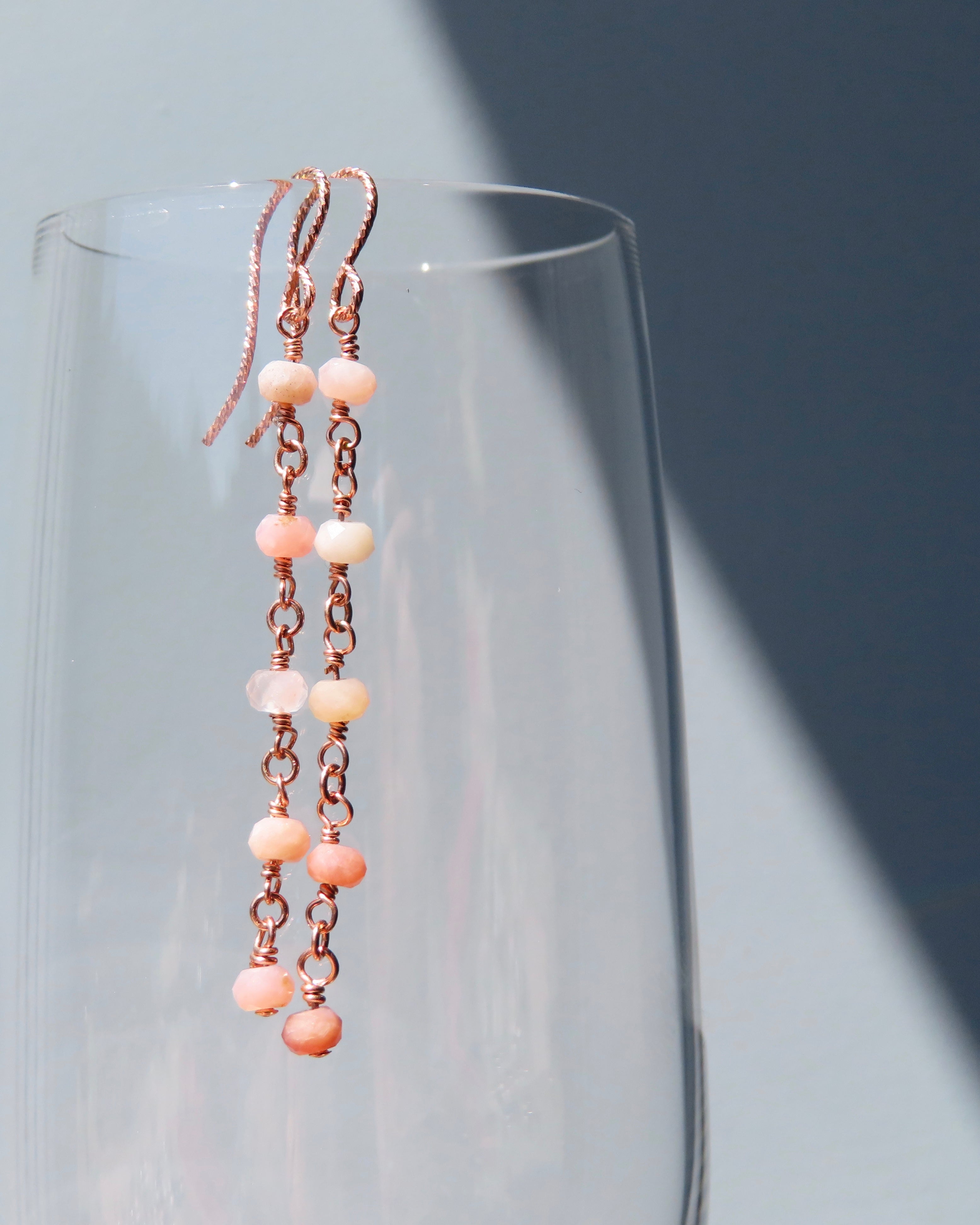 Baby Pink Opal French Earrings - Rose Gold-QuazarJewelry